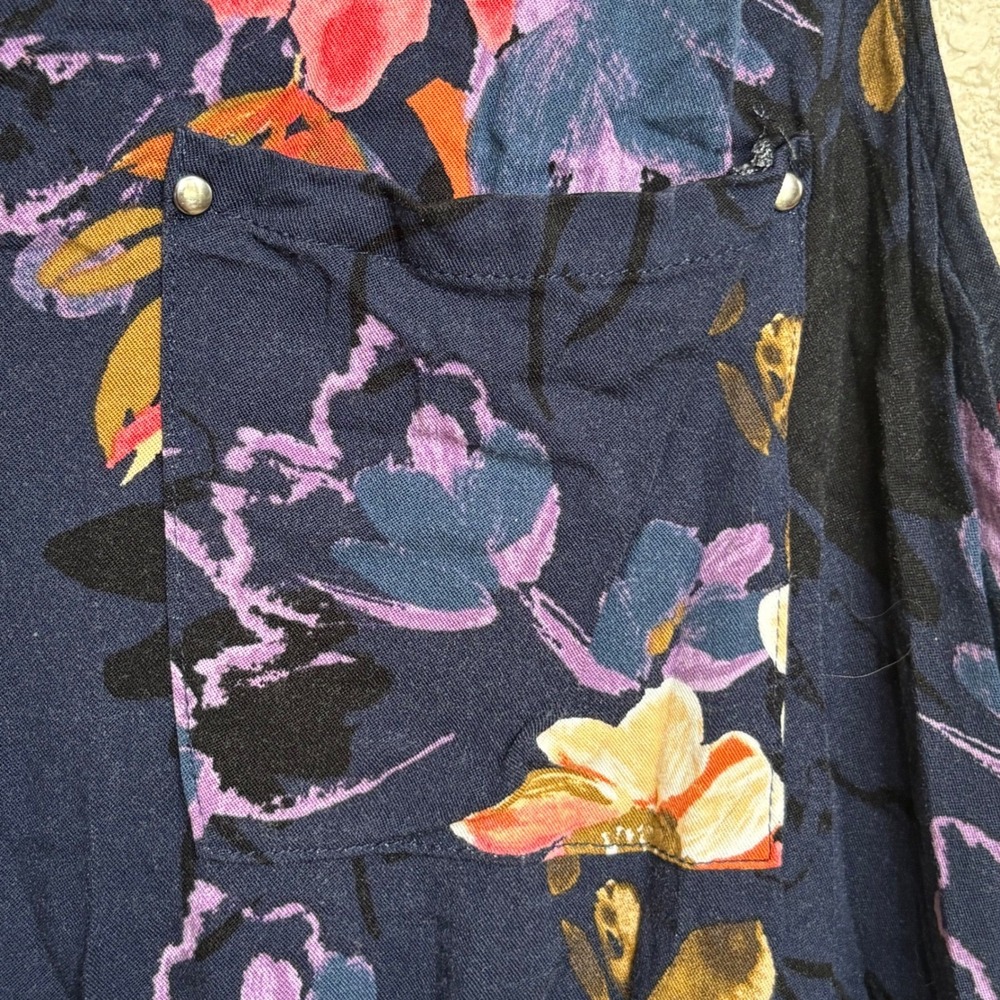 Torrid Navy Floral Sleeveless Zip Front Dress Women's Size 1 (12-14) - Picture 5 of 8